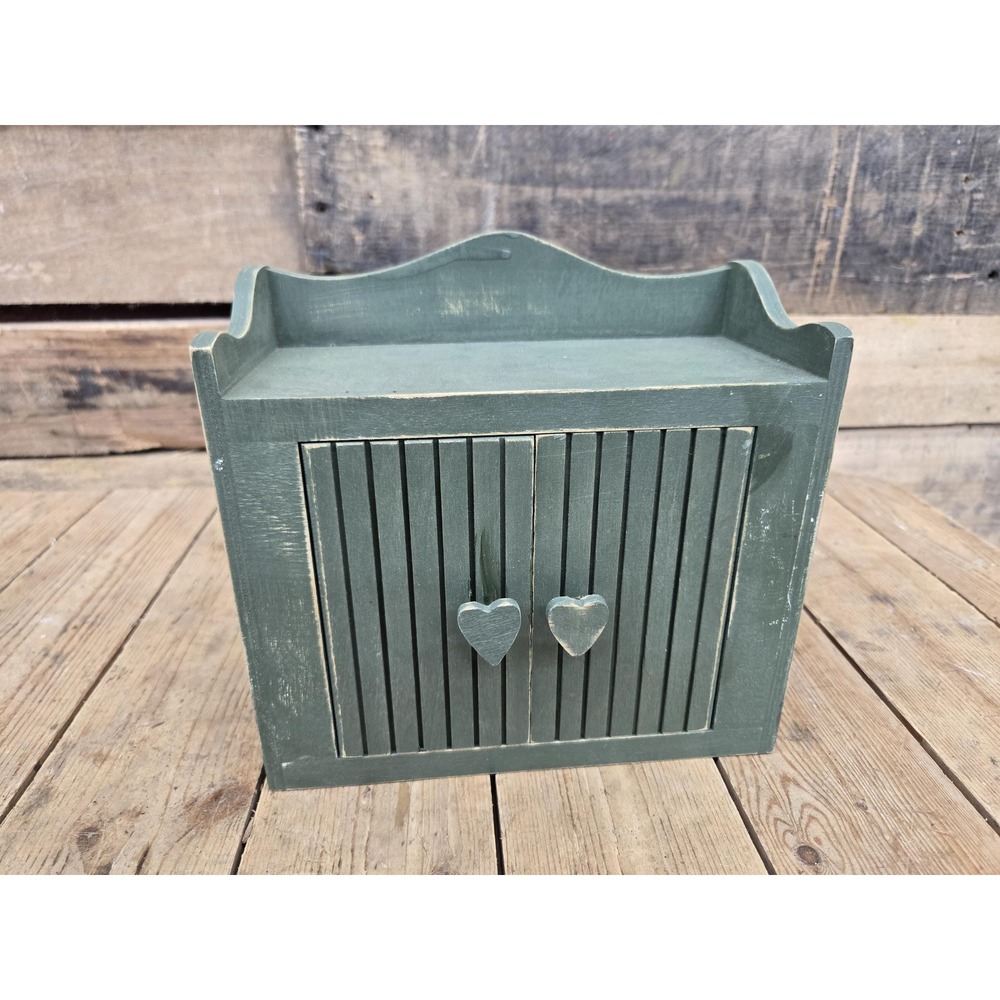 Vintage Tender Heart Treasures Miniature green doll cabinet
